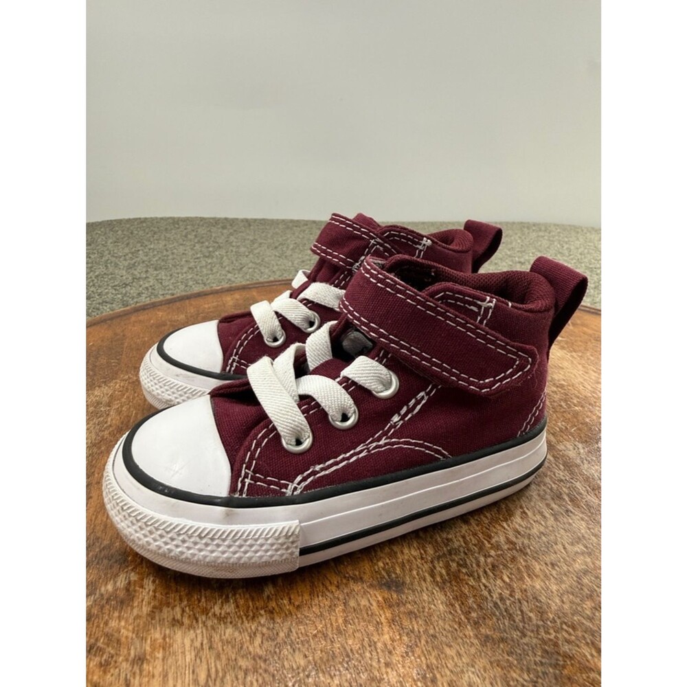 Converse All Star Shoes Baby Toddler 5 Burgundy Canvas High Top Sneakers